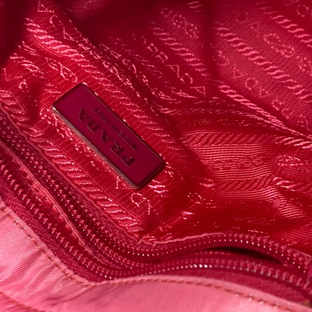 PRADA Handbag Nylon pink Shoulder Bag Bag logo ribbon