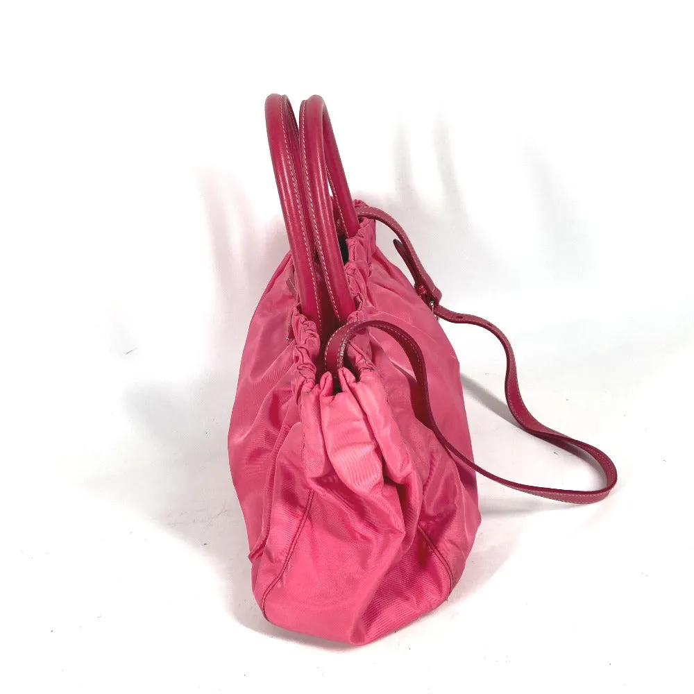 PRADA Handbag Nylon pink Shoulder Bag Bag logo ribbon