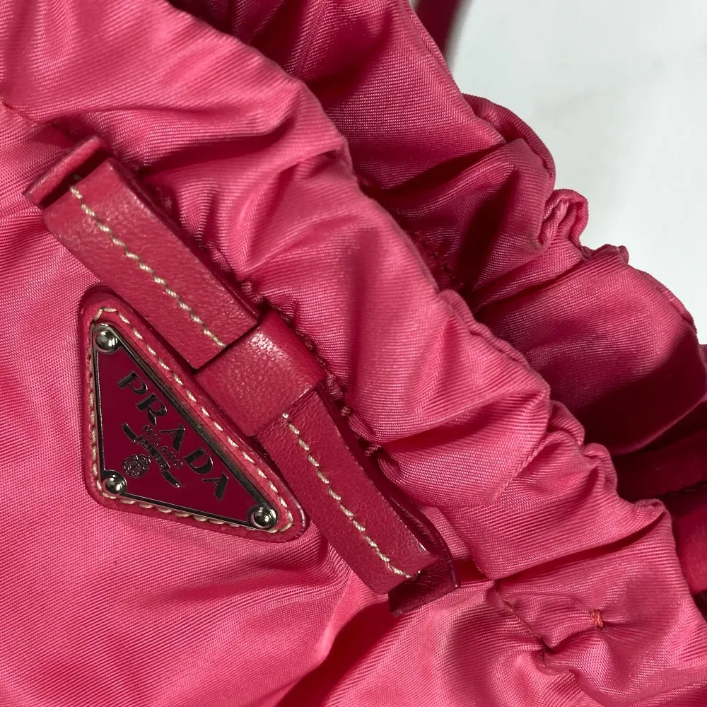 PRADA Handbag Nylon pink Shoulder Bag Bag logo ribbon