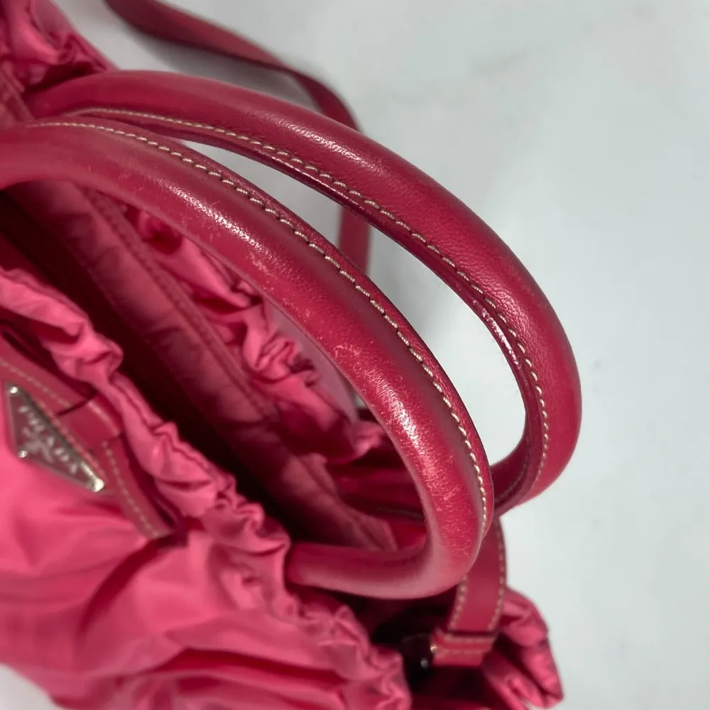 PRADA Handbag Nylon pink Shoulder Bag Bag logo ribbon