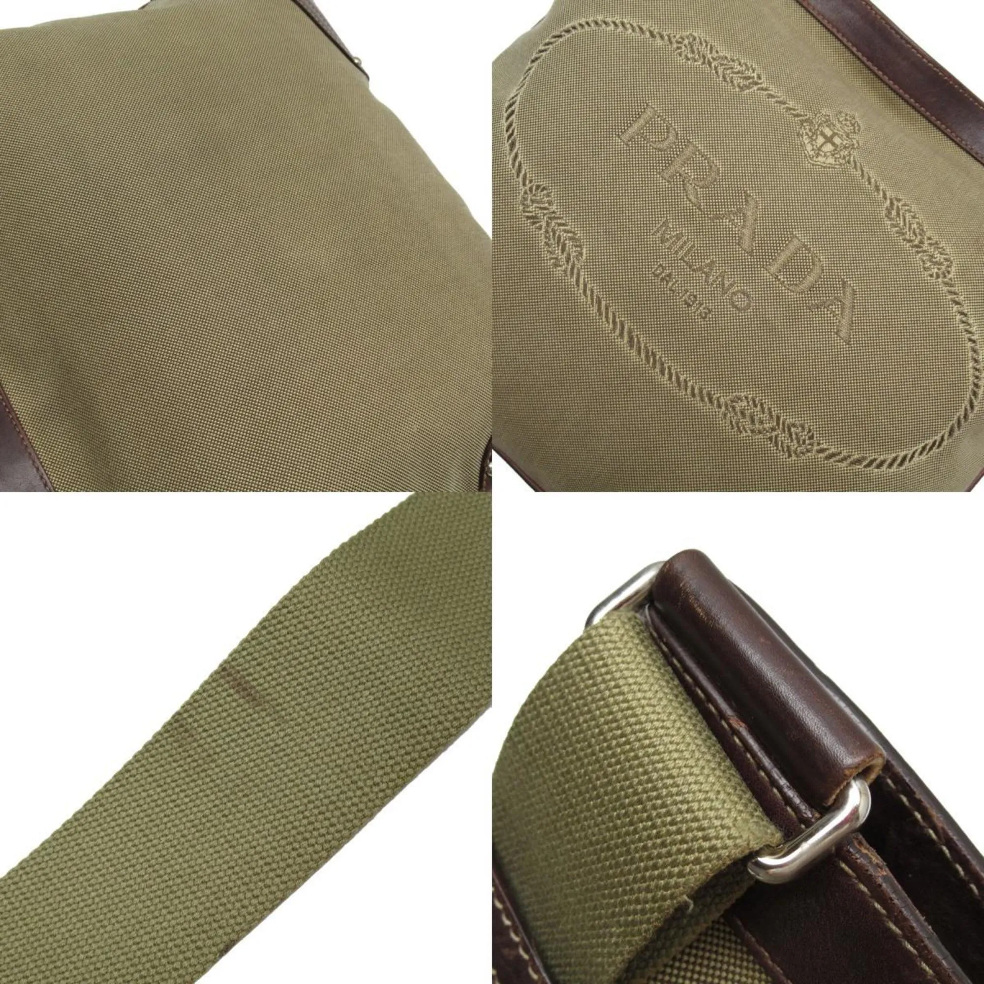 Prada Logo Jacquard Canvas Shoulder Bag (Pre-Owned)