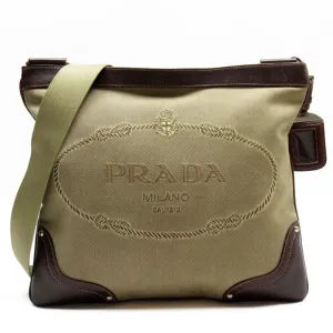 Prada Logo Jacquard Canvas Shoulder Bag (Pre-Owned)