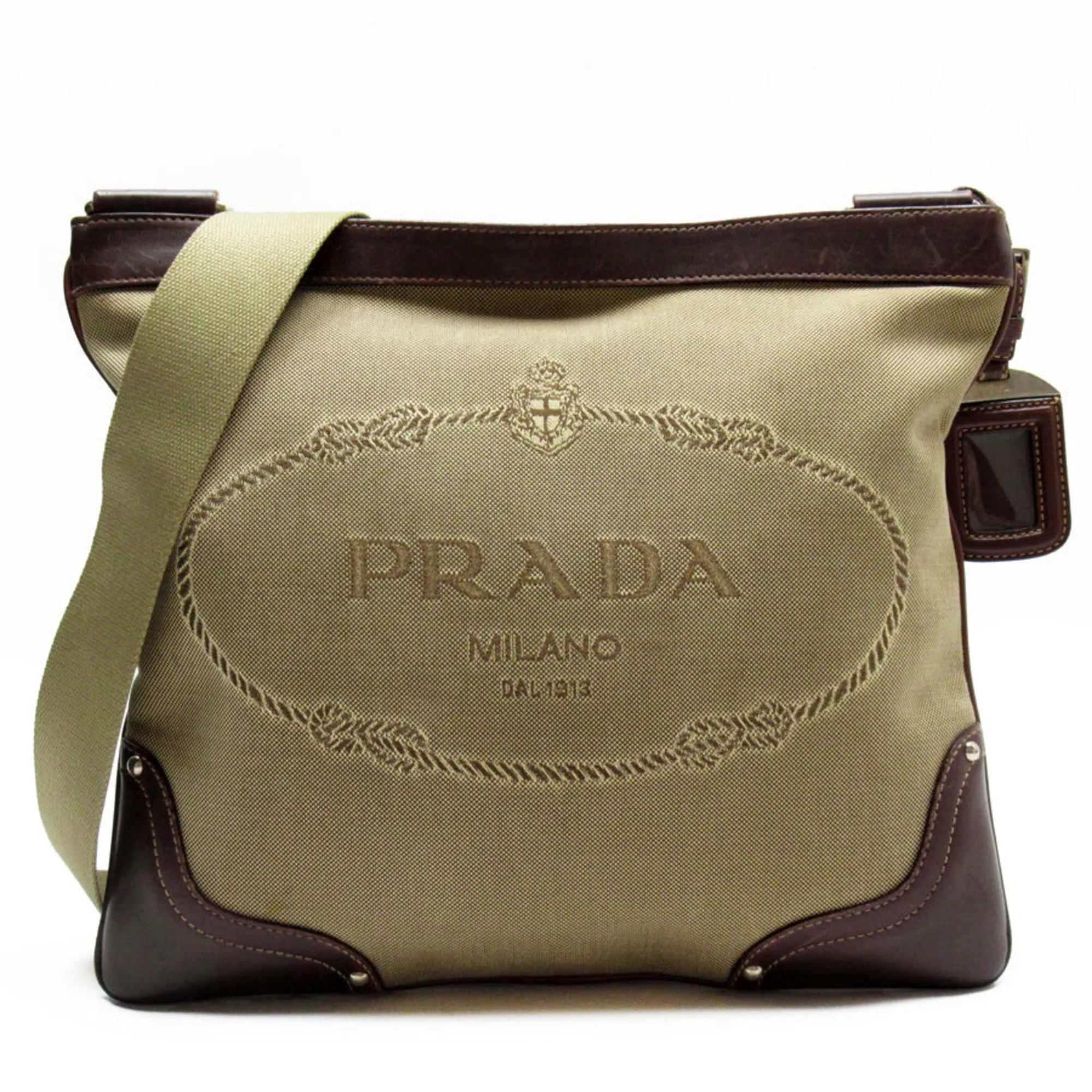 Prada Logo Jacquard Canvas Shoulder Bag (Pre-Owned)