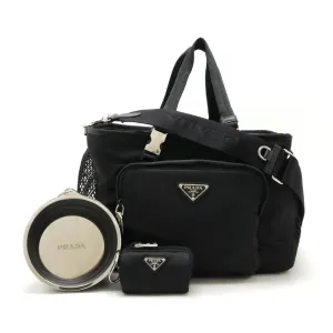 Prada  Nylon Leather Boston Bag Shoulder Bag (Pre-Owned)