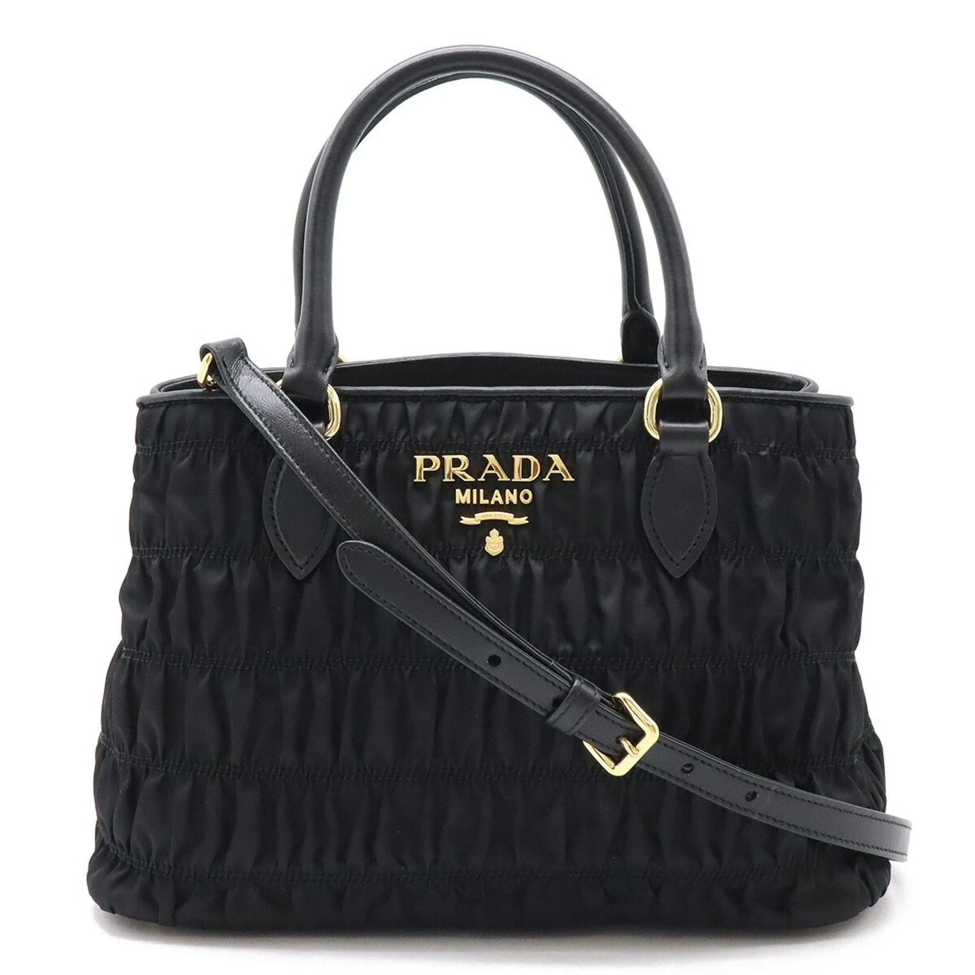 Prada  Nylon Leather Handbag Shoulder Bag (Pre-Owned)