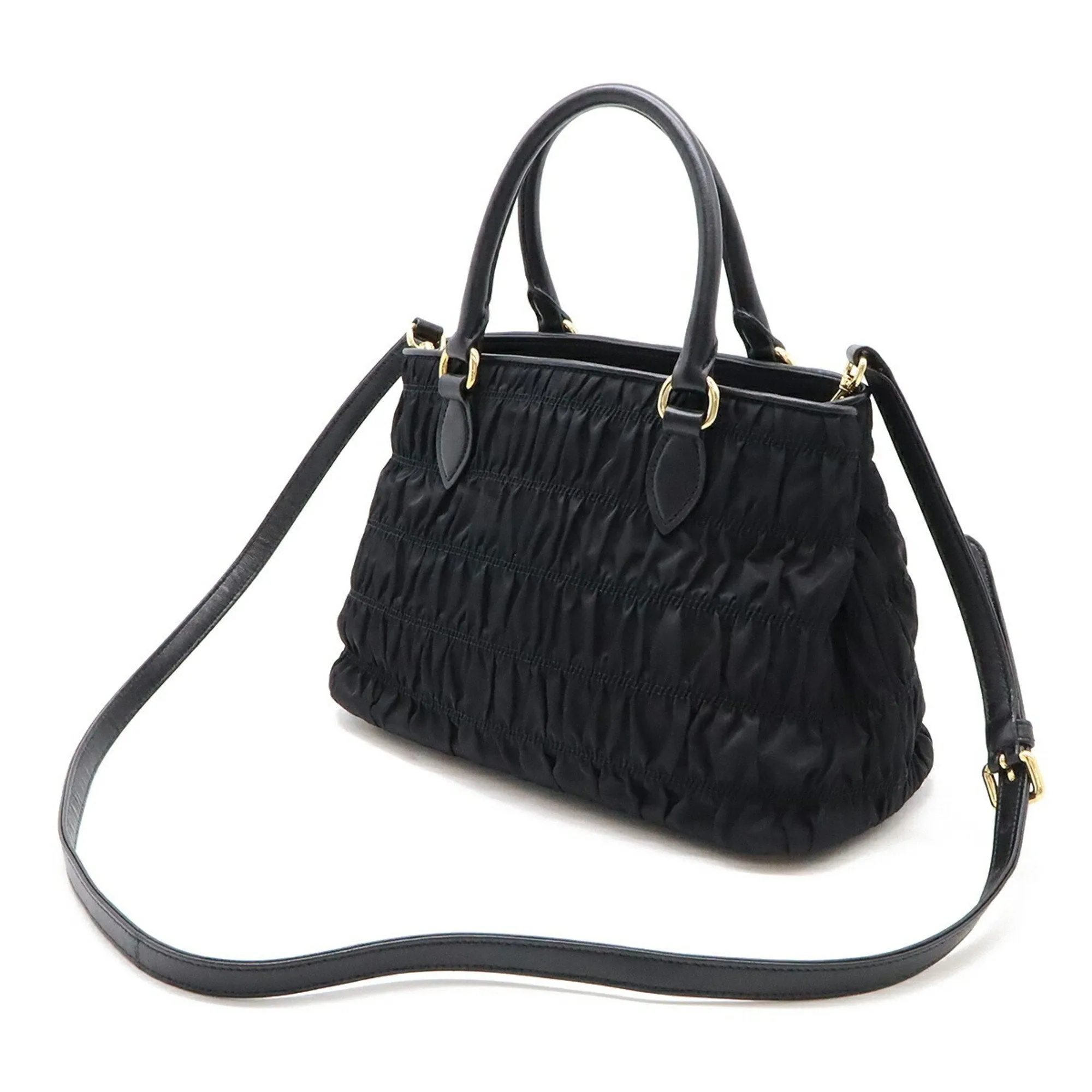 Prada  Nylon Leather Handbag Shoulder Bag (Pre-Owned)