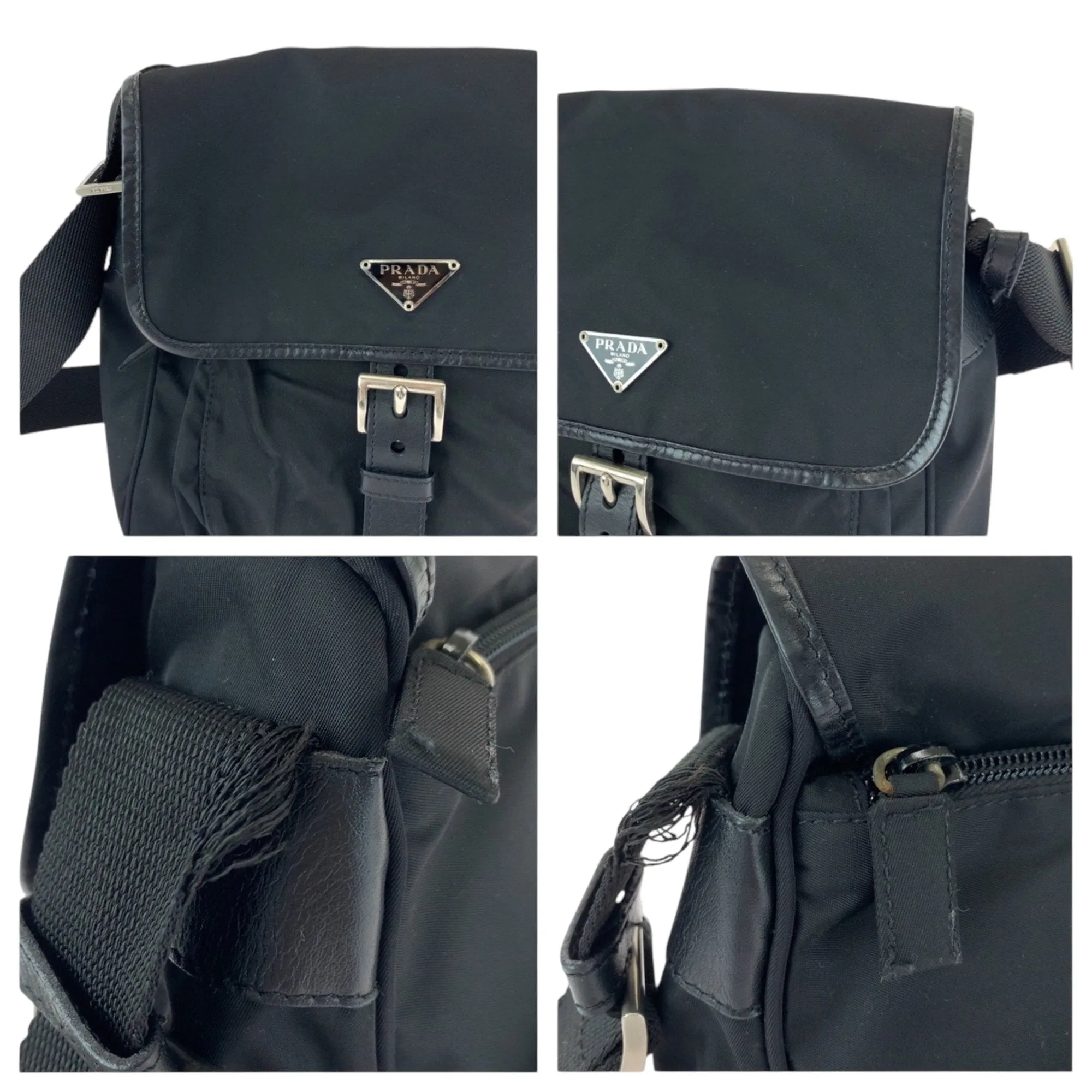 Prada Nylon Messenger Bag Shoulder Bag (Pre-Owned)
