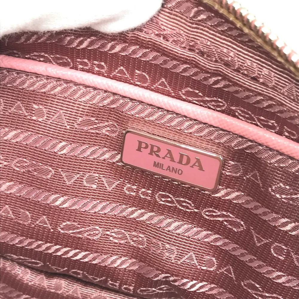 PRADA Shoulder Bag 1NF674 Safiano leather pink logo Shoulder pouch Women Used