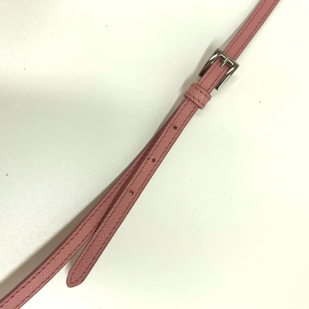 PRADA Shoulder Bag 1NF674 Safiano leather pink logo Shoulder pouch Women Used