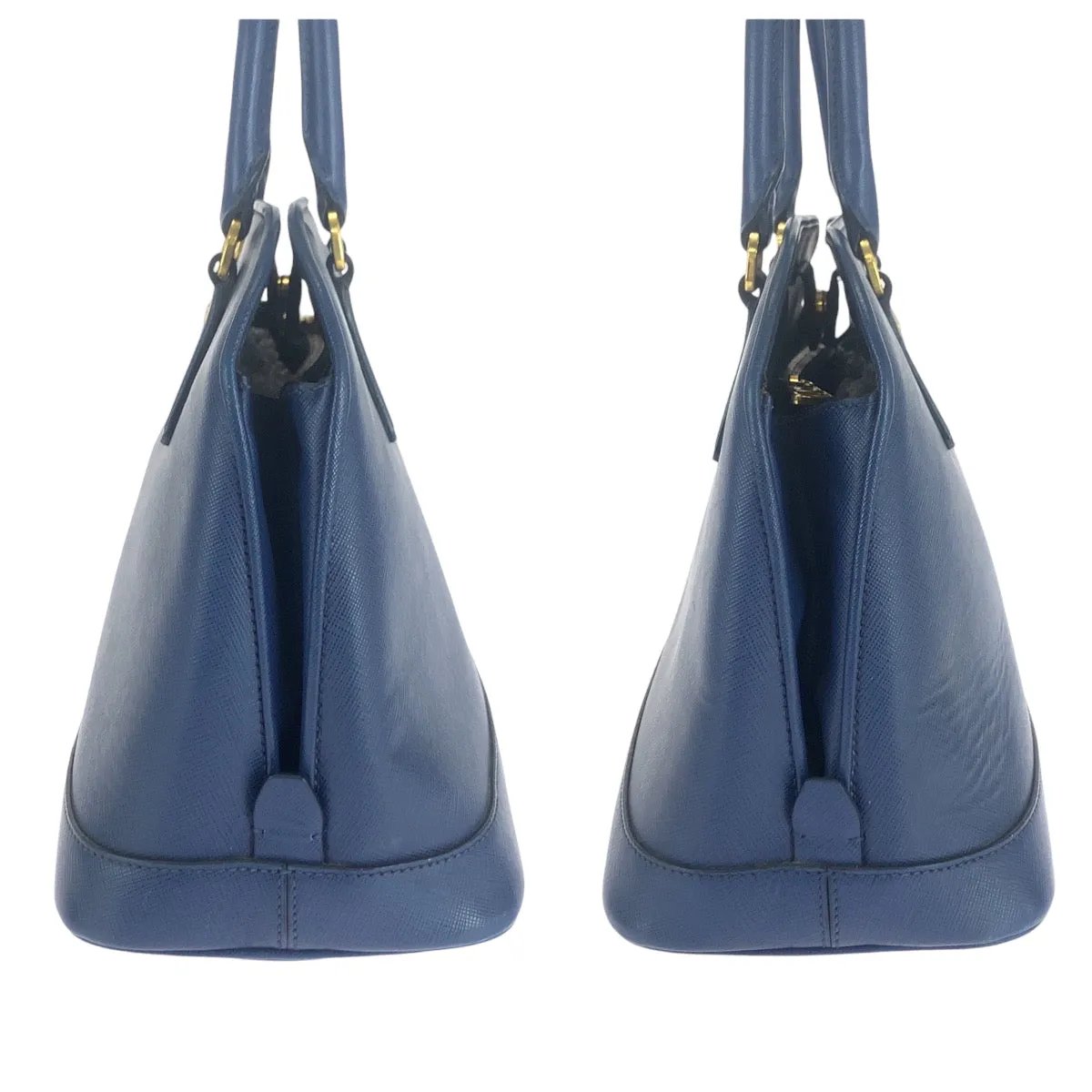 PRADA Shoulder Bag BL0537 leather blue Safiano Triangle With logo
