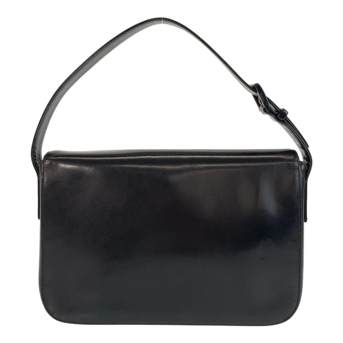 PRADA Shoulder Bag leather Black Silver Metal Shoulder Bag handbag Women Used