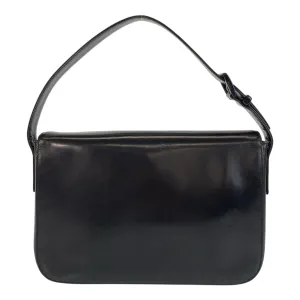 PRADA Shoulder Bag leather Black Silver Metal Shoulder Bag handbag Women Used