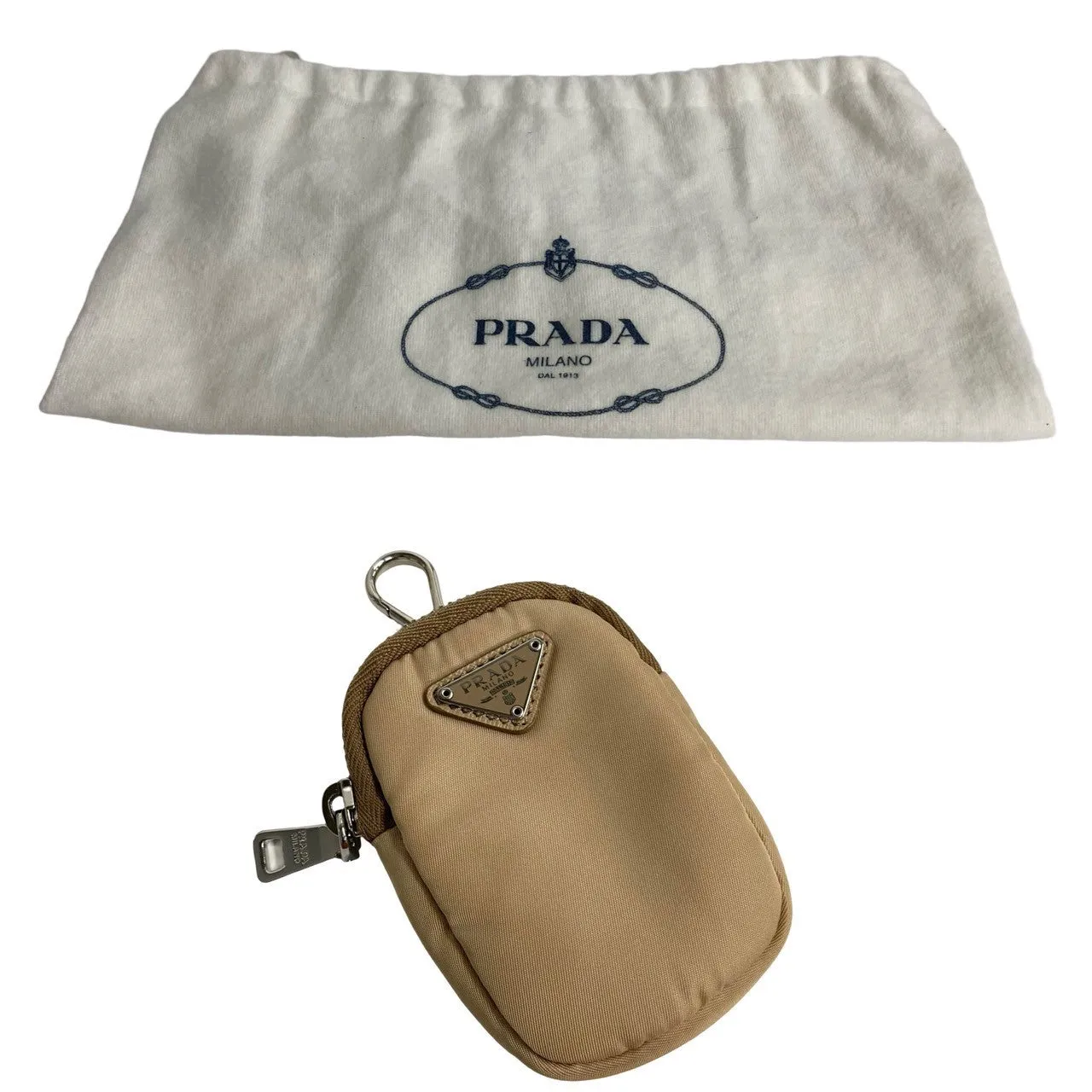 PRADA Shoulder Bag Nylon beige Triangle Logo Metal Re:Edition Women Used