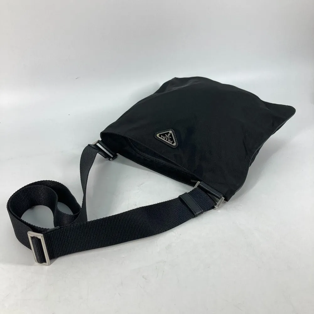 PRADA Shoulder Bag Nylon black Crossbody pochette bag Triangle logo plate