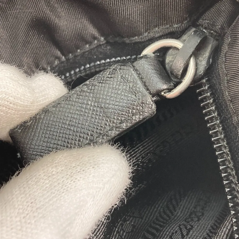 PRADA Shoulder Bag Nylon black Crossbody pochette bag Triangle logo plate