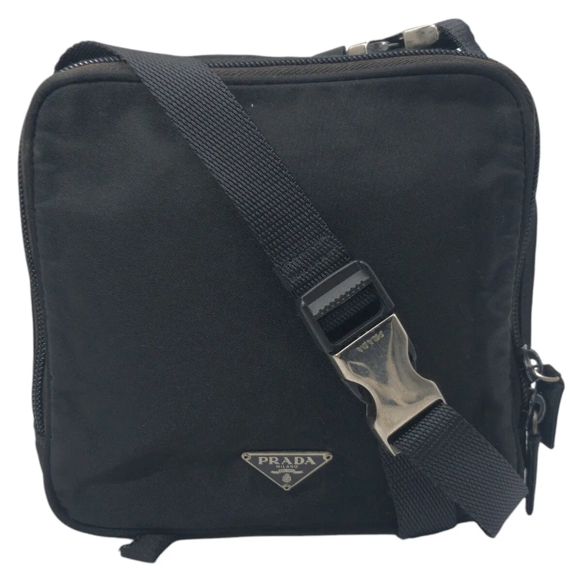 PRADA Shoulder Bag Nylon black Shoulder Bag Unisex Test Triangular logo mens Used