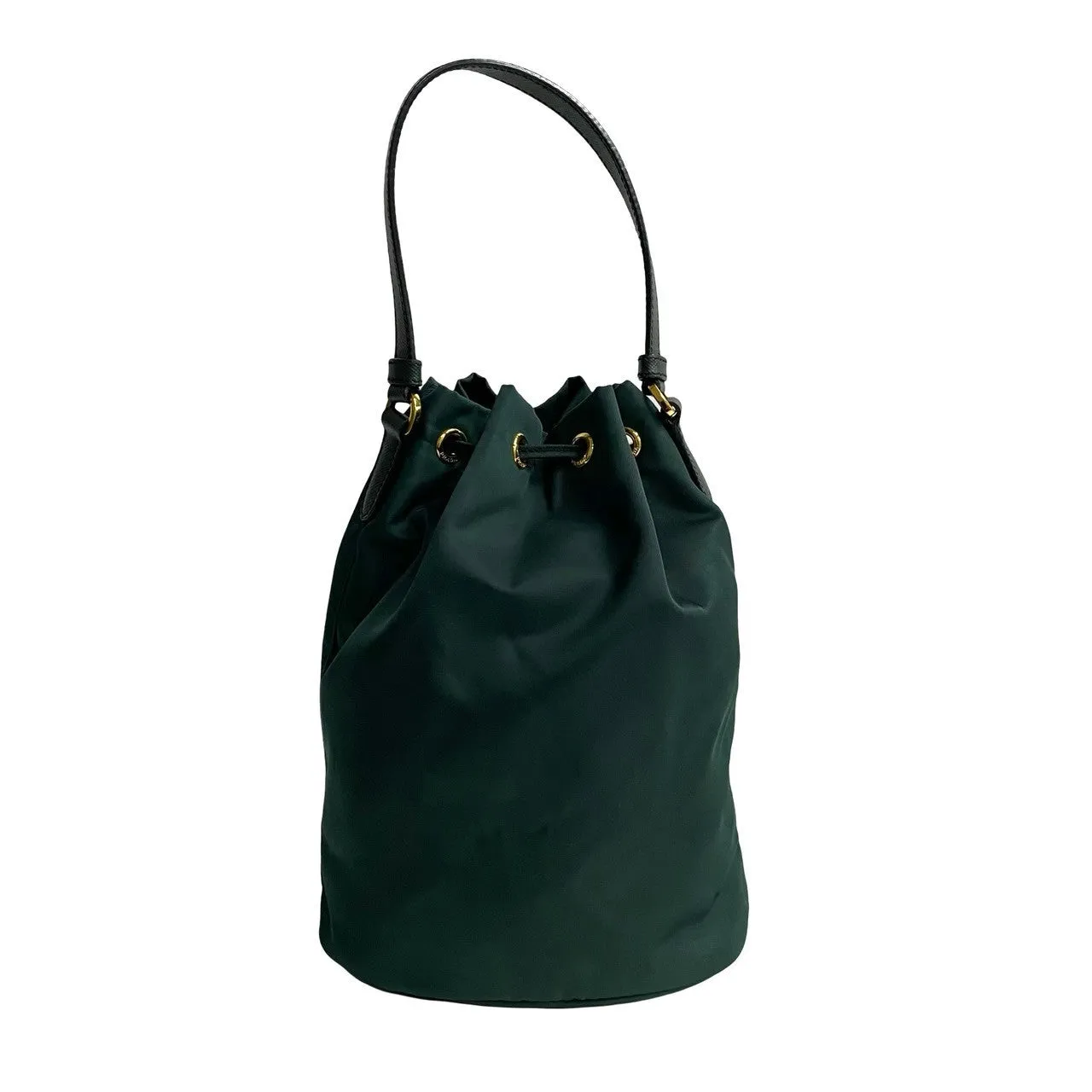 PRADA Shoulder Bag Nylon, Leather green Triangle Logo Metal Women Used