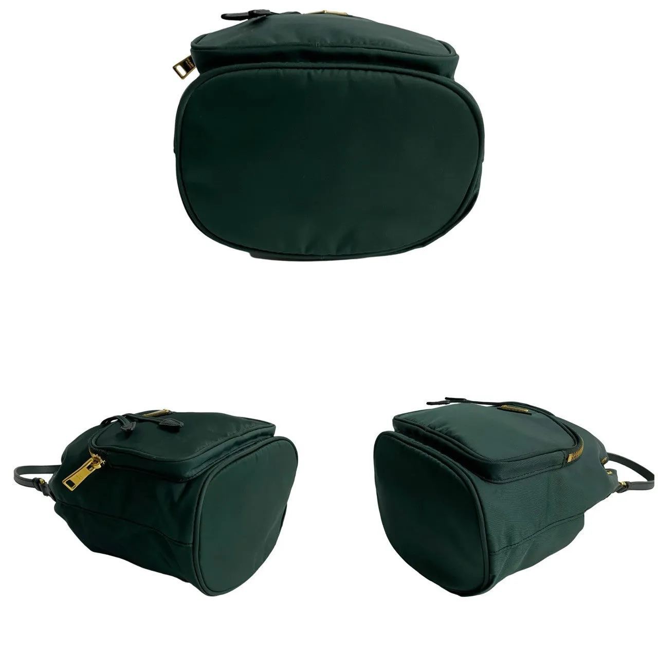 PRADA Shoulder Bag Nylon, Leather green Triangle Logo Metal Women Used
