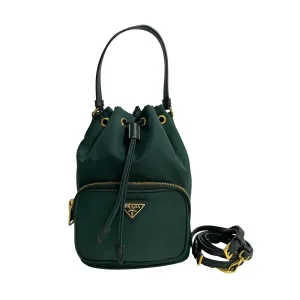 PRADA Shoulder Bag Nylon, Leather green Triangle Logo Metal Women Used