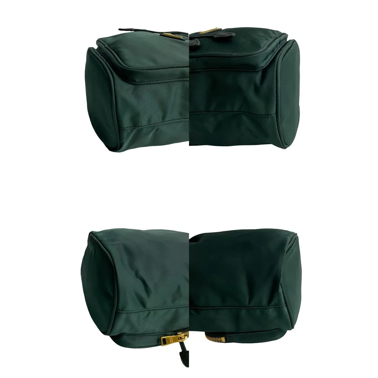 PRADA Shoulder Bag Nylon, Leather green Triangle Logo Metal Women Used