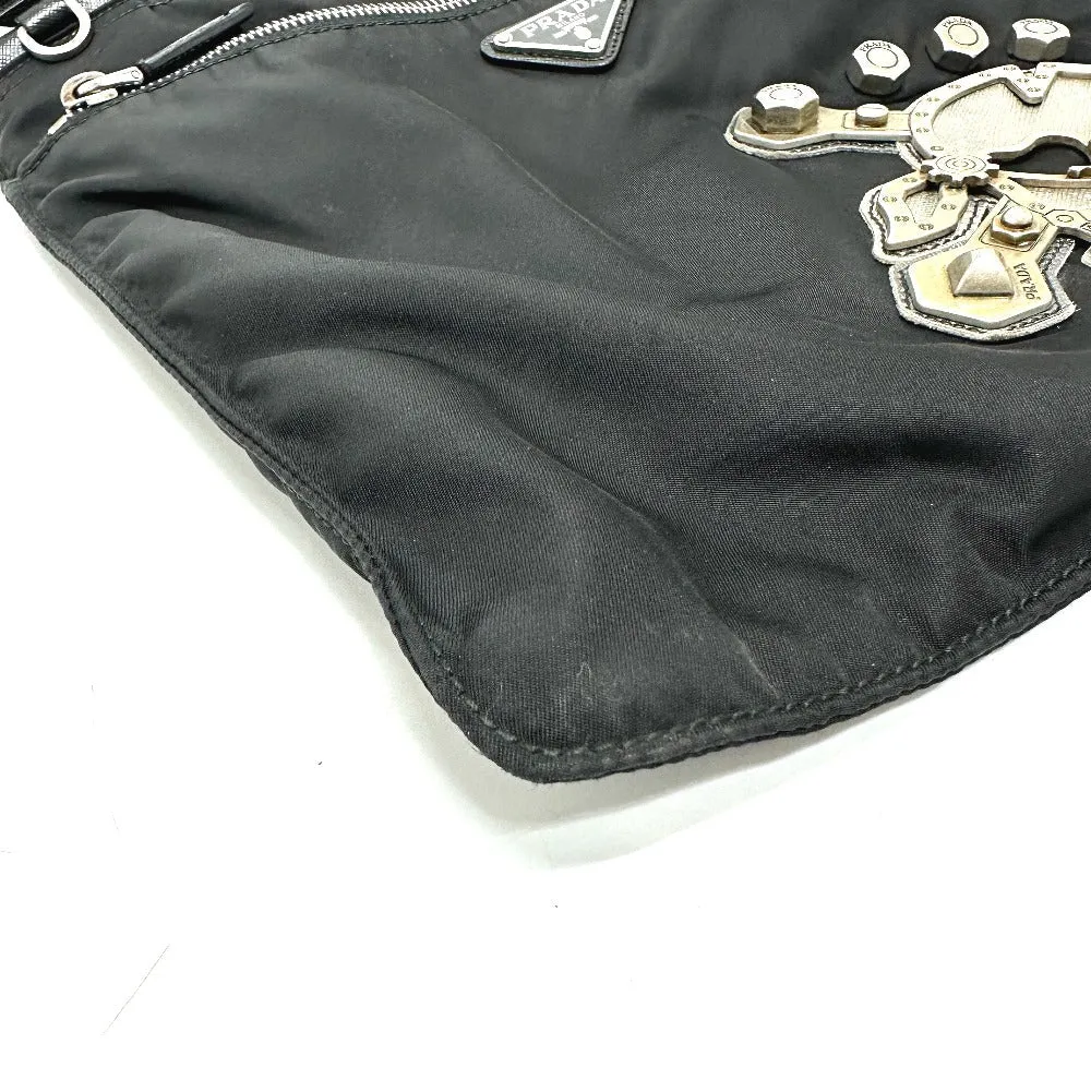 PRADA Shoulder Bag VA0859 Nylon black Triangle Plate Skull