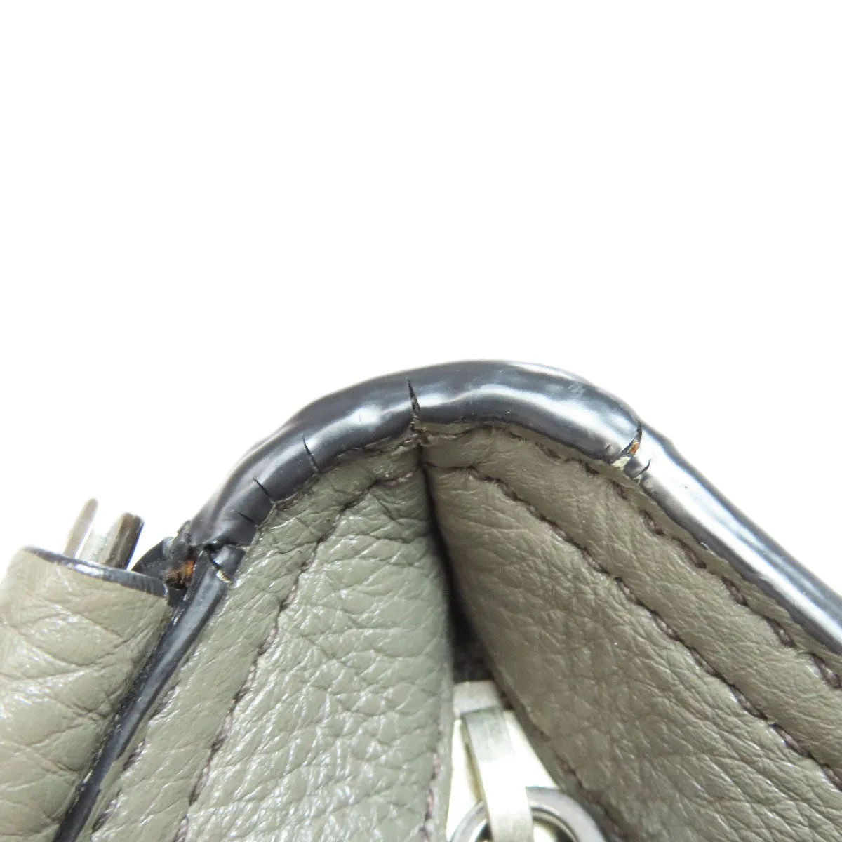 PRADA Shoulder Bag VA1034 leather gray logoMetal Women Used