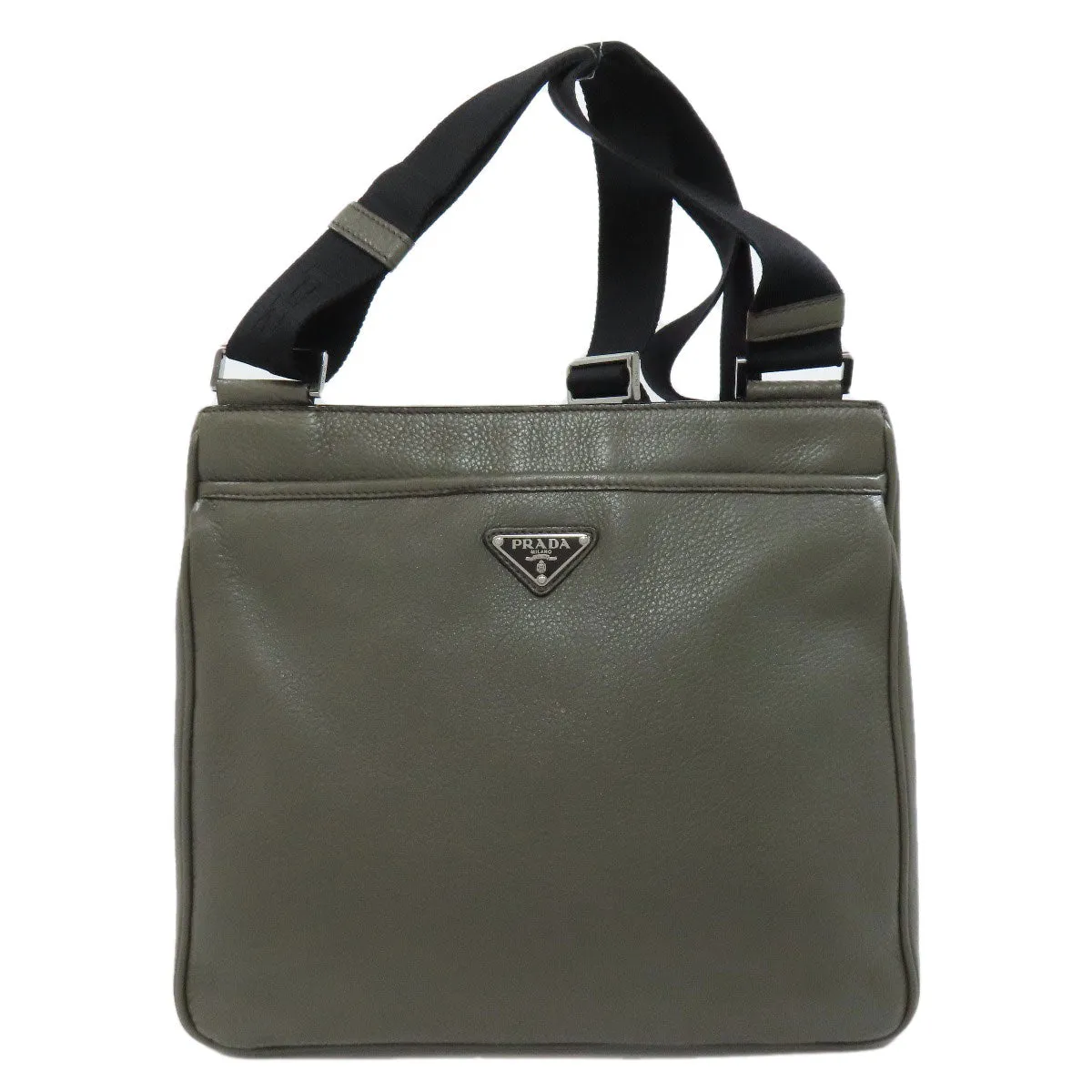 PRADA Shoulder Bag VA1034 leather gray logoMetal Women Used