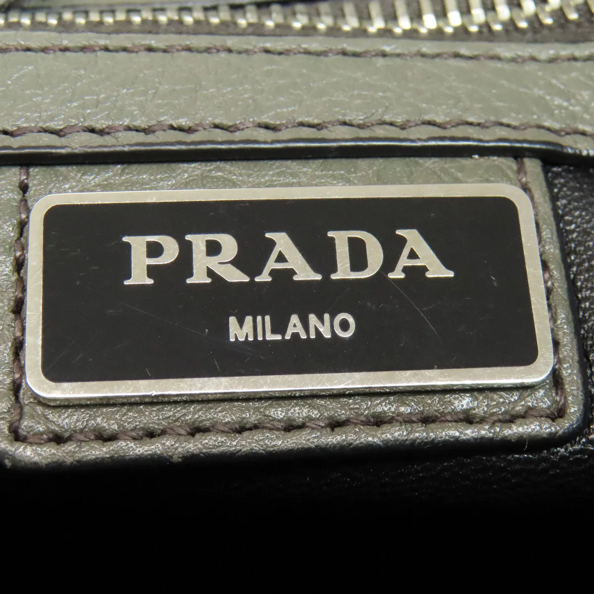 PRADA Shoulder Bag VA1034 leather gray logoMetal Women Used