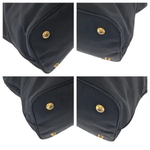 PRADA Tote Bag BN1902 Nylon Black Gold Metal Tote Bag Shoulder Bag Test logo Women Used
