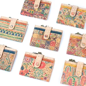 Printed Cork Women's Foldable Cardholder and Slim Wallet BAGD-571-MIX-8??8units??