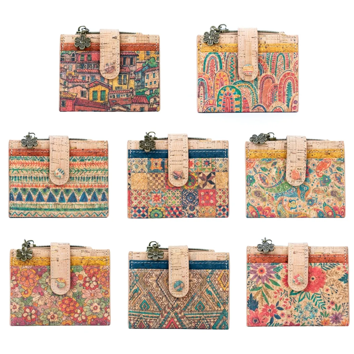 Printed Cork Women's Foldable Cardholder and Slim Wallet BAGD-571-MIX-8??8units??