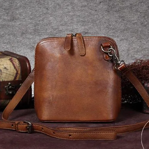 Purple Genuine Leather Womens Small Side Bag Shoulder Bag Square Crossbody Bags Purses for Ladies