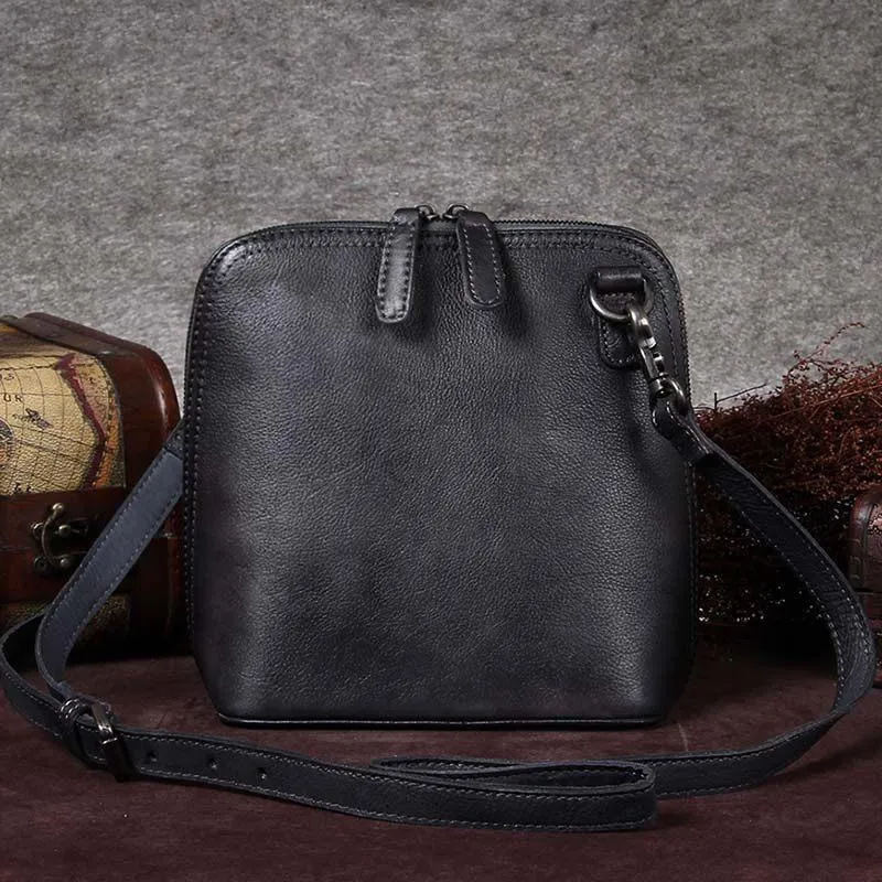 Purple Genuine Leather Womens Small Side Bag Shoulder Bag Square Crossbody Bags Purses for Ladies