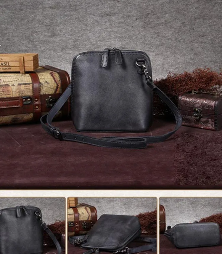 Purple Genuine Leather Womens Small Side Bag Shoulder Bag Square Crossbody Bags Purses for Ladies