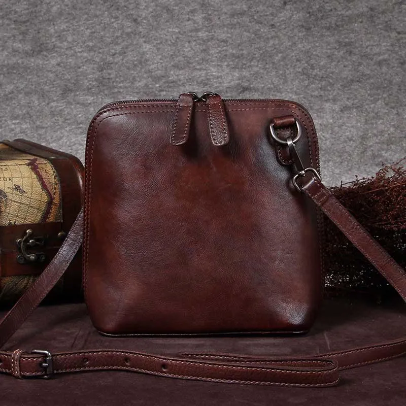 Purple Genuine Leather Womens Small Side Bag Shoulder Bag Square Crossbody Bags Purses for Ladies