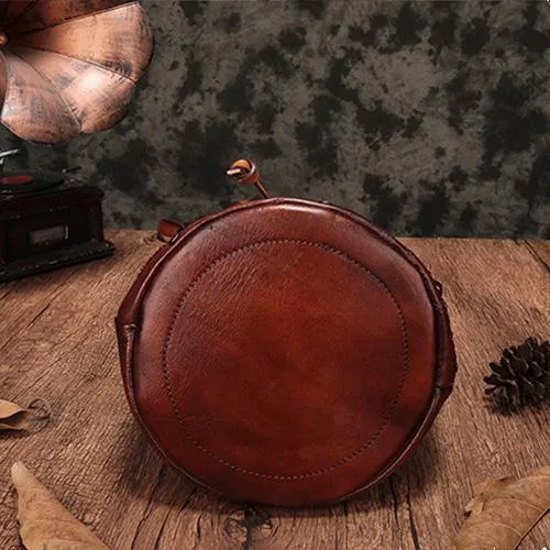 Purple Leather Womens Bucket Handbag Shoulder Bag Studded Western Leather Shoulder Barrel Bag Purse