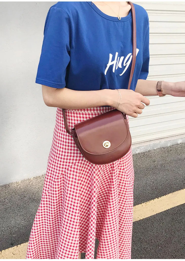 Red Leather Saddle Womens Shoulder Bag Purse Crossbody Bag For Women