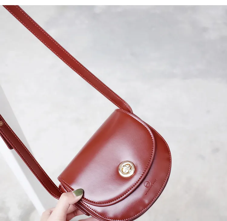 Red Leather Saddle Womens Shoulder Bag Purse Crossbody Bag For Women