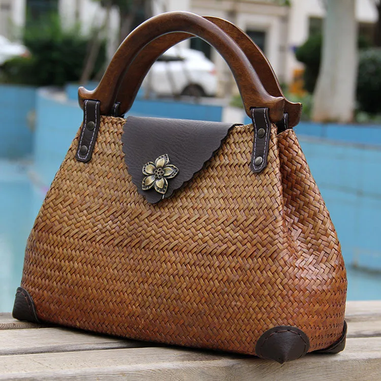 Red Vintage Leather Ladies Satchel Handbag Brown Shoulder Bag Purse for Women