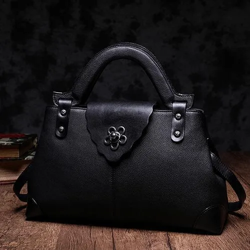 Red Vintage Leather Ladies Satchel Handbag Brown Shoulder Bag Purse for Women