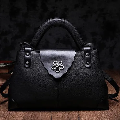 Red Vintage Leather Ladies Satchel Handbag Brown Shoulder Bag Purse for Women