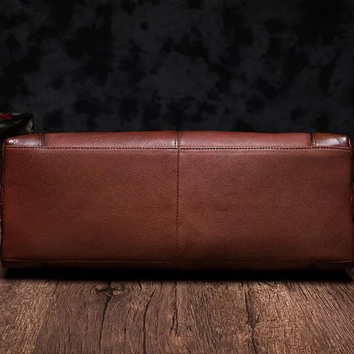 Red Vintage Leather Ladies Satchel Handbag Brown Shoulder Bag Purse for Women