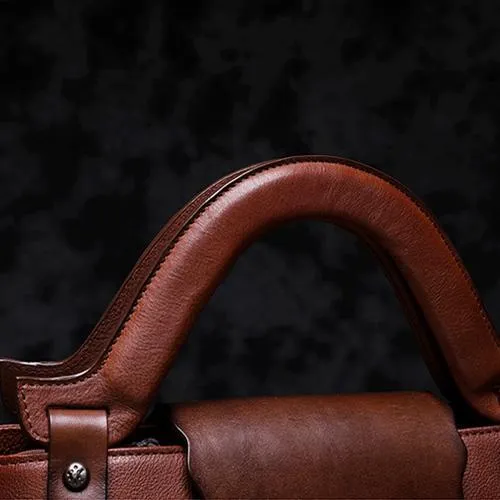 Red Vintage Leather Ladies Satchel Handbag Brown Shoulder Bag Purse for Women