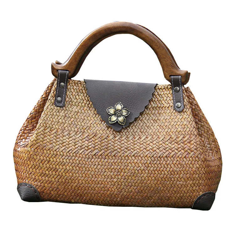 Red Vintage Leather Ladies Satchel Handbag Brown Shoulder Bag Purse for Women