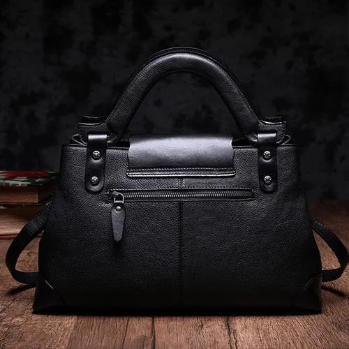 Red Vintage Leather Ladies Satchel Handbag Brown Shoulder Bag Purse for Women