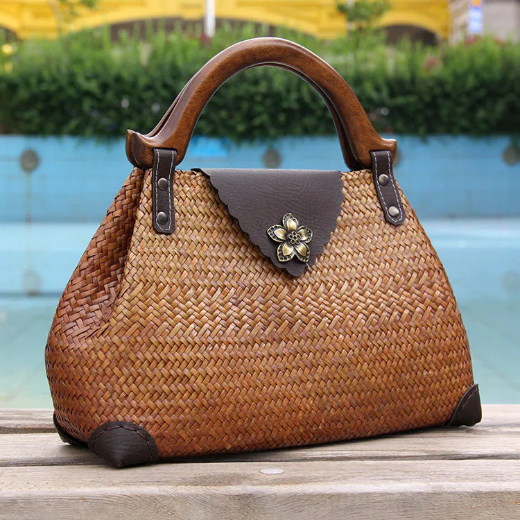 Red Vintage Leather Ladies Satchel Handbag Brown Shoulder Bag Purse for Women