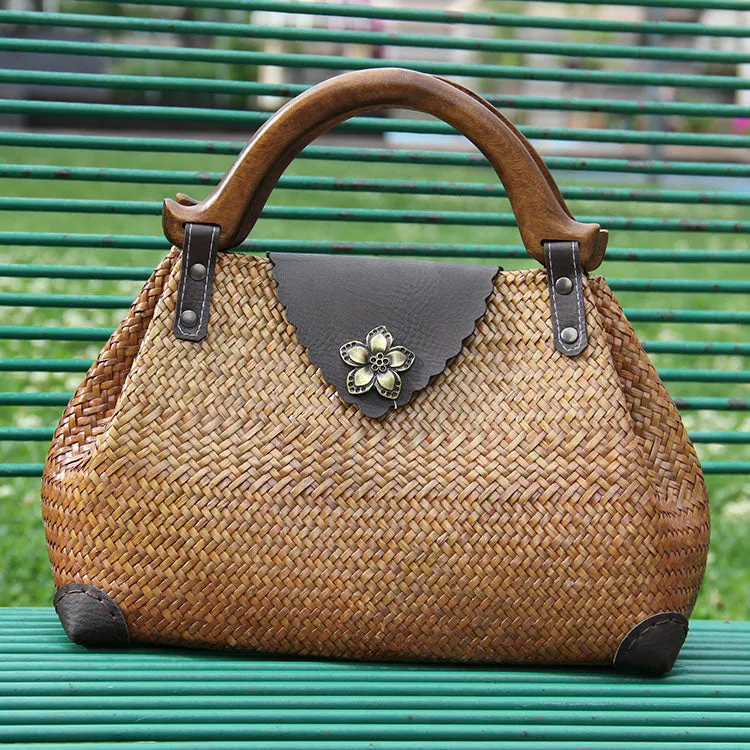 Red Vintage Leather Ladies Satchel Handbag Brown Shoulder Bag Purse for Women