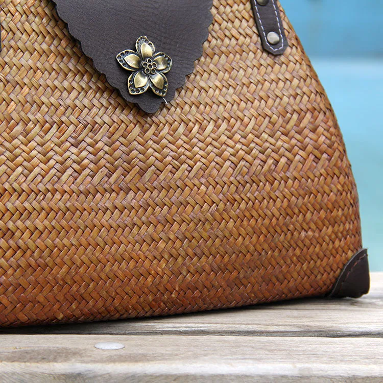 Red Vintage Leather Ladies Satchel Handbag Brown Shoulder Bag Purse for Women