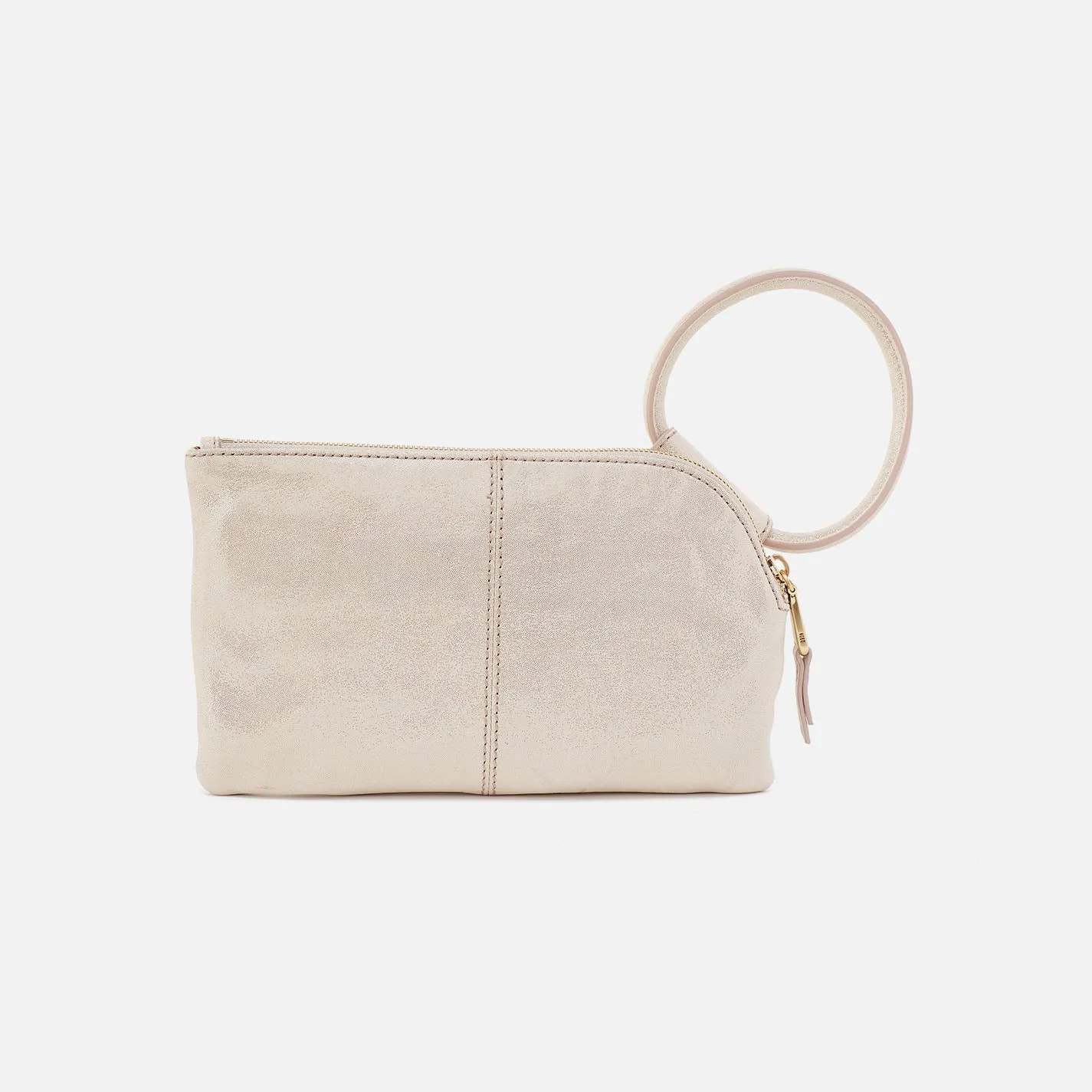 Sable Wristlet In Metallic Leather - Sand Shimmer