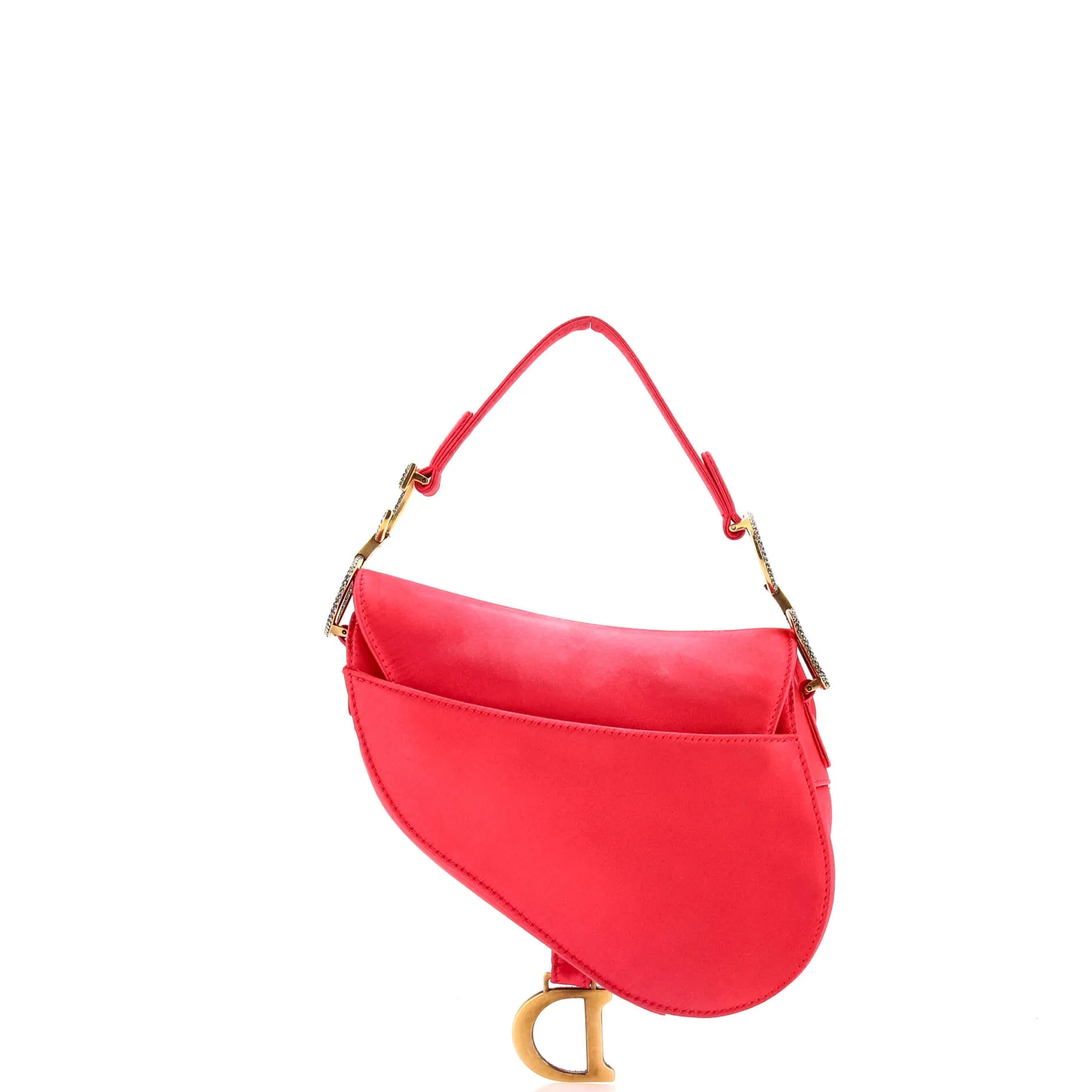 Saddle Handbag Satin with Crystals Mini